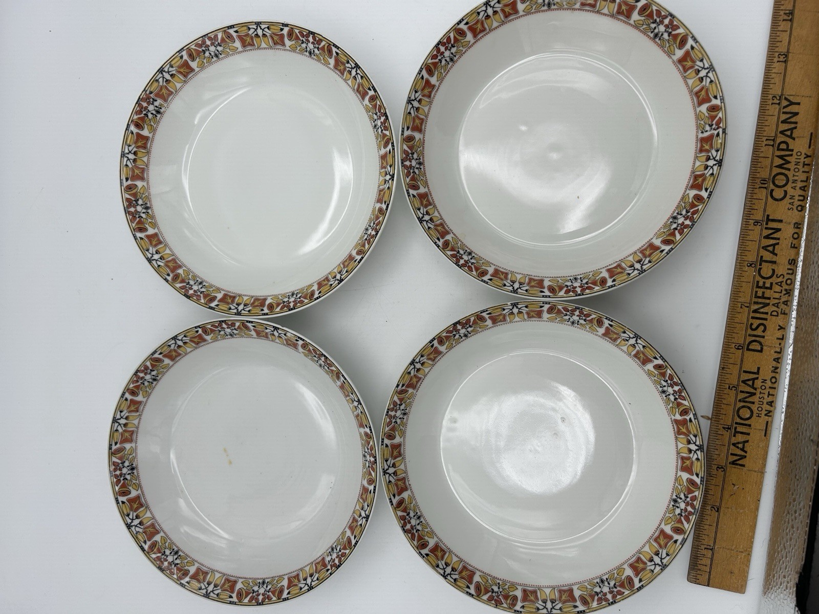 4 Tressemann & Vogt Limoges Soup Bowls Limoges T & V Flowers Red Yellow Brown