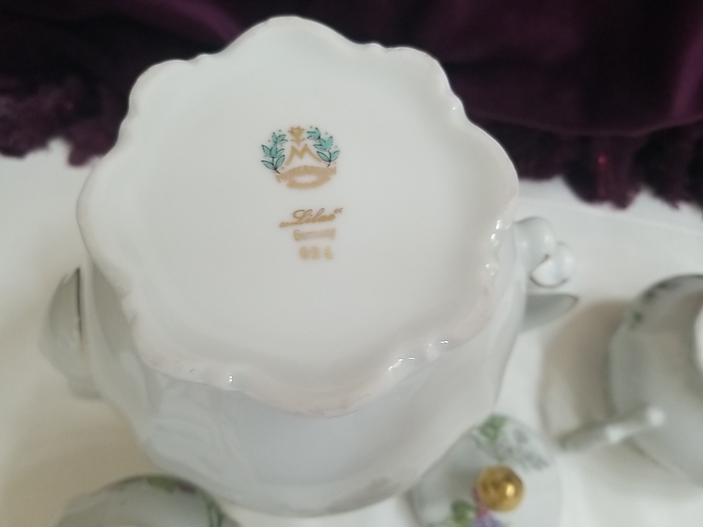 Mitterteich Bavaria Lilac Tea Set Teapot Sugar & Creamer Excellent Condition