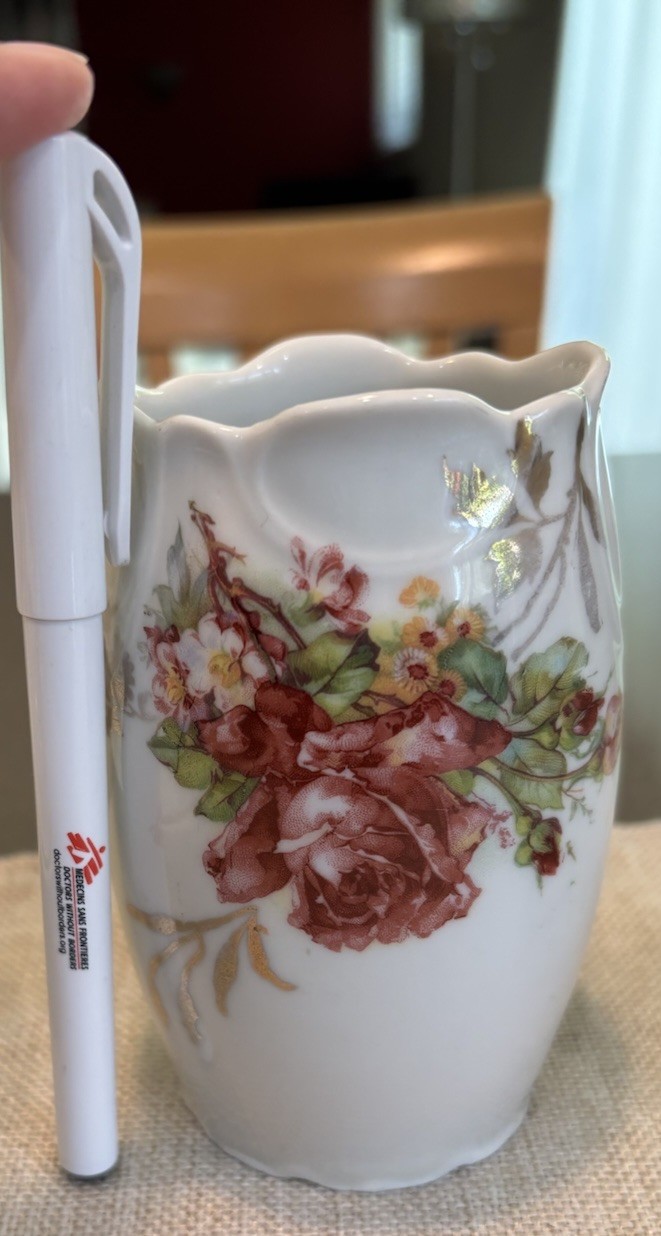 RS Prussia Hand Painted Porcelain Creamer, Butter Dish + Lid & Bud Vase Floral