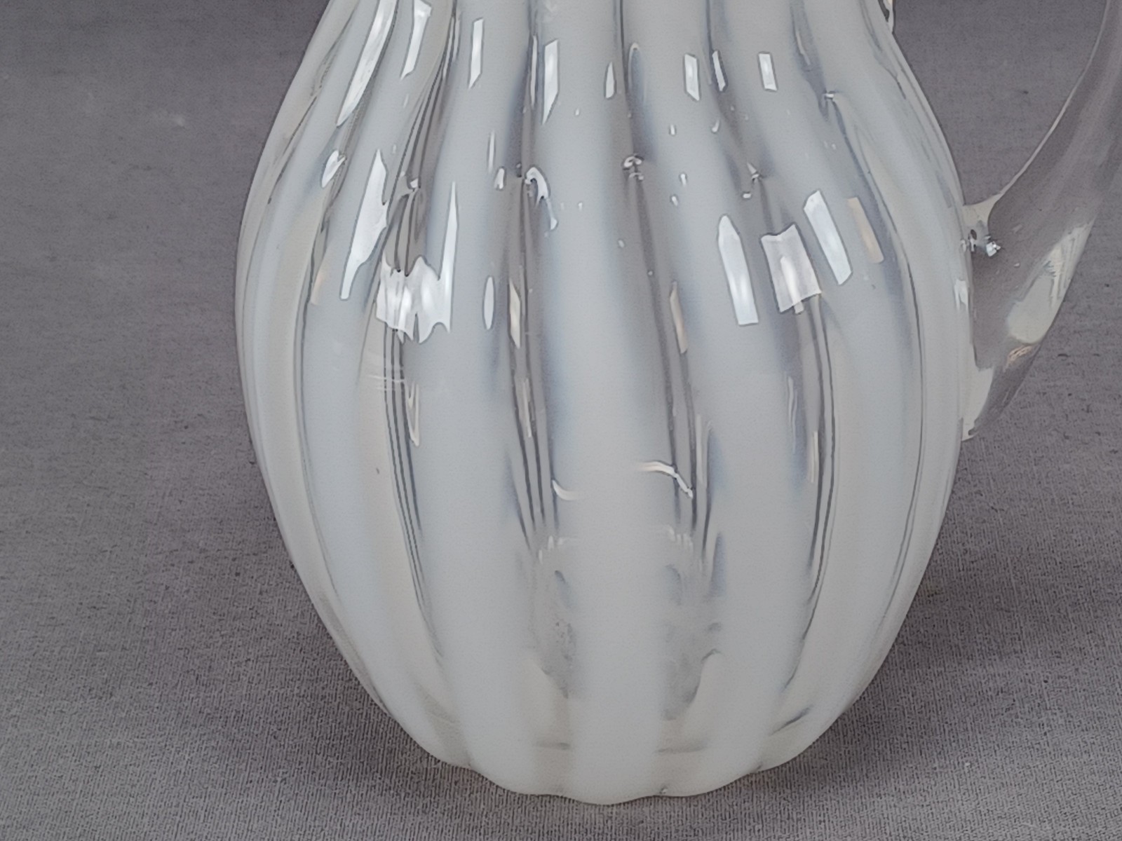 Bohemian Harrach Opalescent Stripe 5 1/4 Inch Glass Creamer / Pitcher