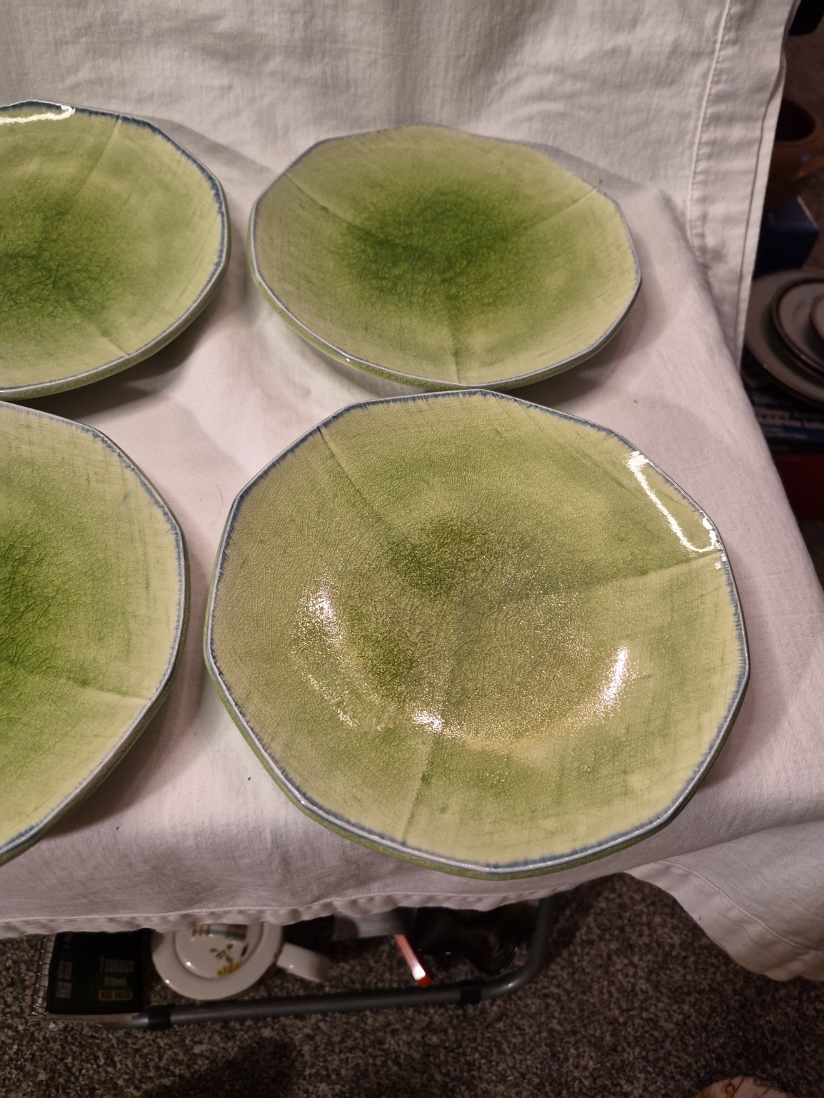 Handmade Plates Set of 4 Ceramic Salad or Dessert 8″ Plates Nakagama Japan