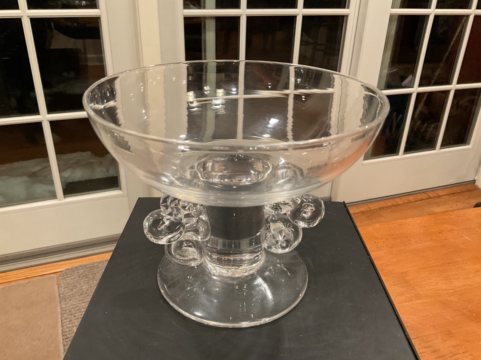 SIMON MOORE SIGNED / DATED CONTEMPORARY STUDIO ART GLASS COMPOTE DATED 1992