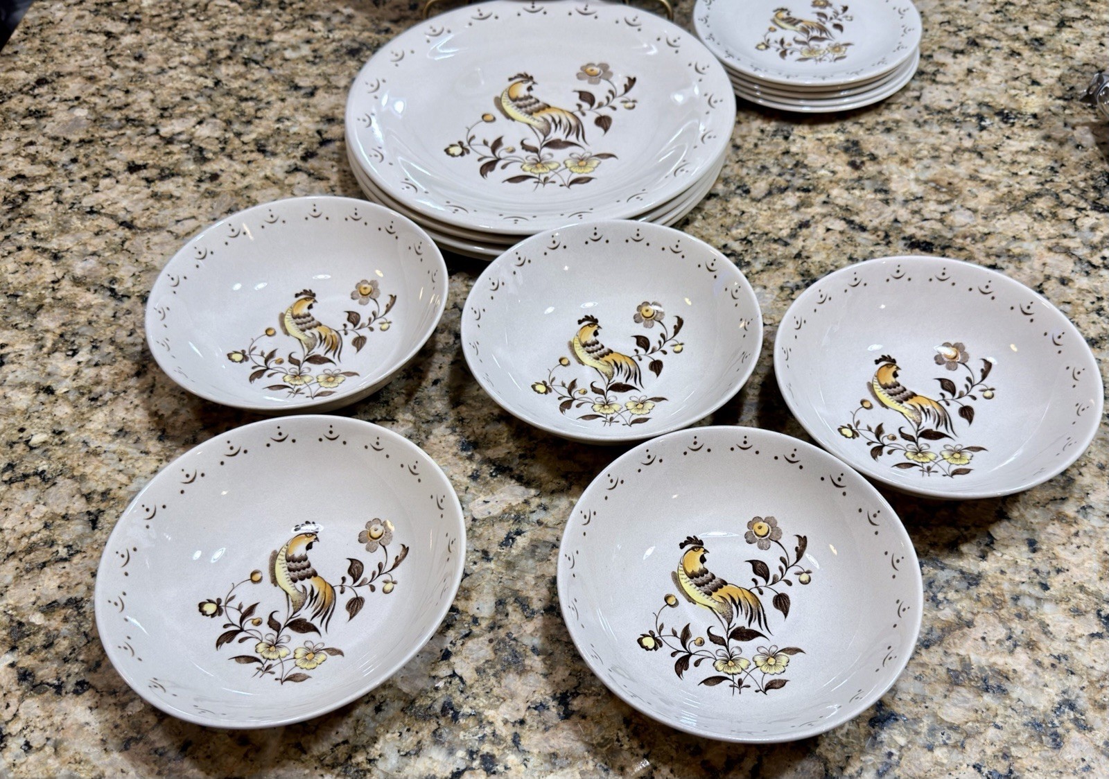 Vintage Johnson Bros Sun Up 15pc Dinner Set Staffordshire Old Granite England EC