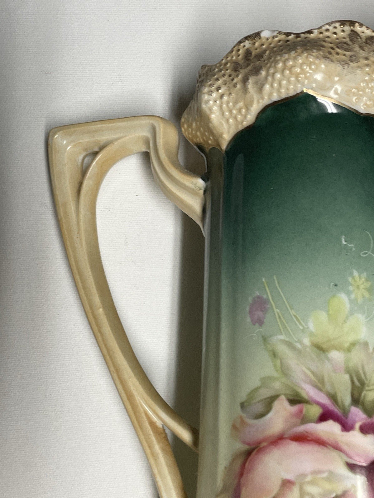 RS Prussia HEAVY 12 Inches LARGE CLASSIC TANKARD FANCY ROSES GOLD ACCENT
