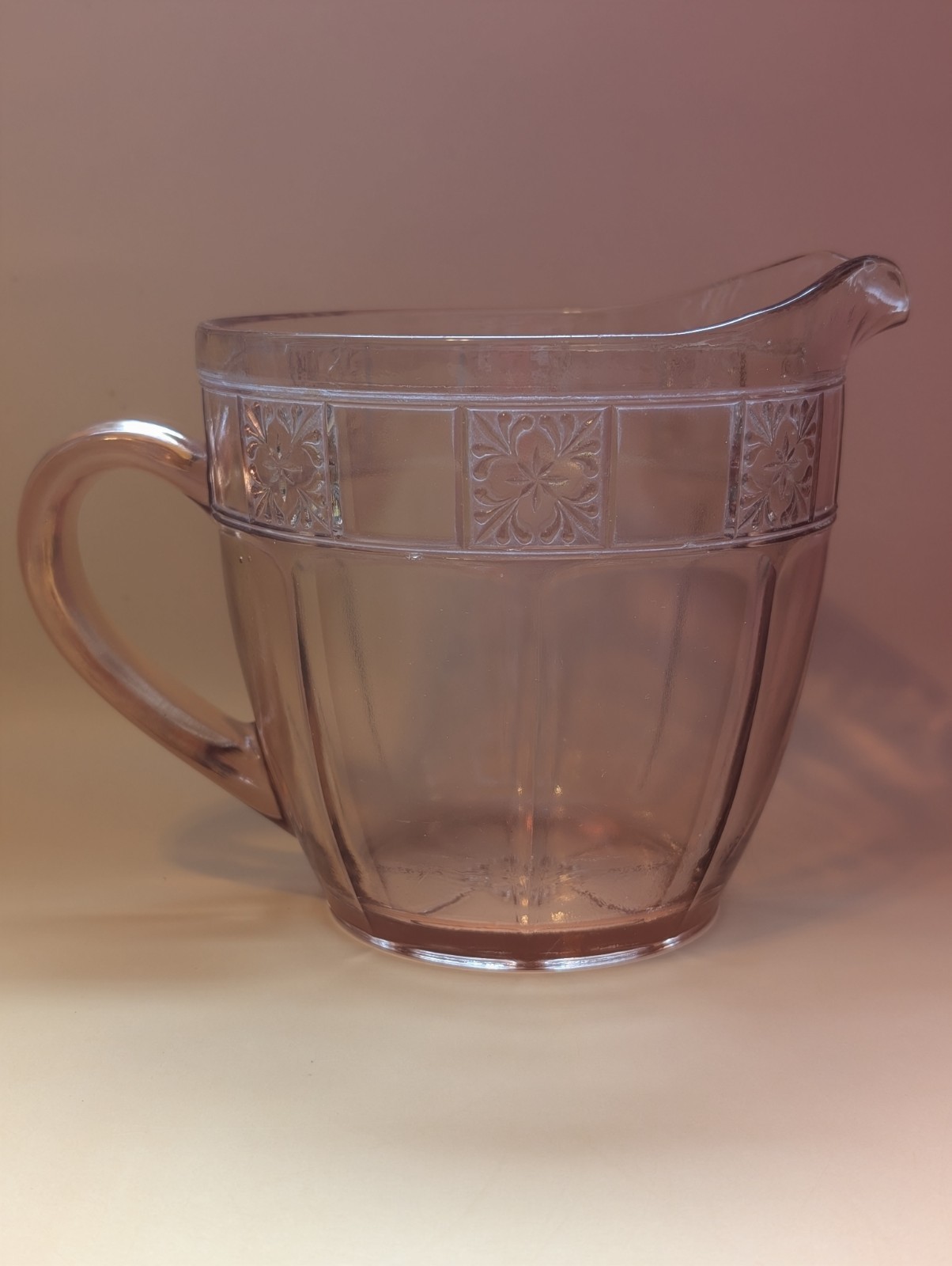 Jeannette Doric Pink Depression Glass Pitcher Vintage 1930s Snowflake