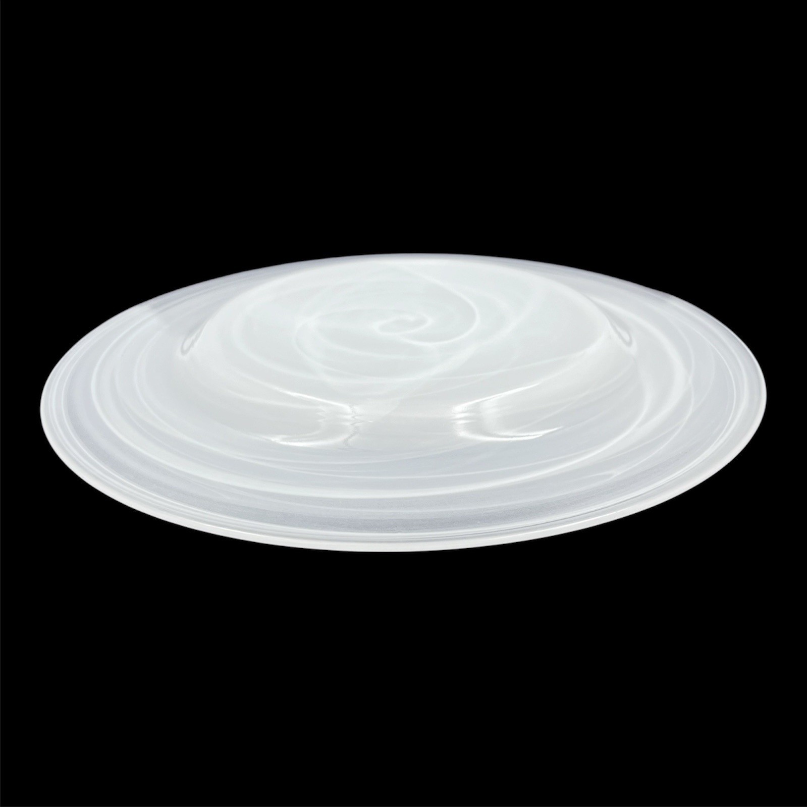 Set of 4 Alabaster White Swirl Glass Salad Dessert Plates 8 3/4 inches