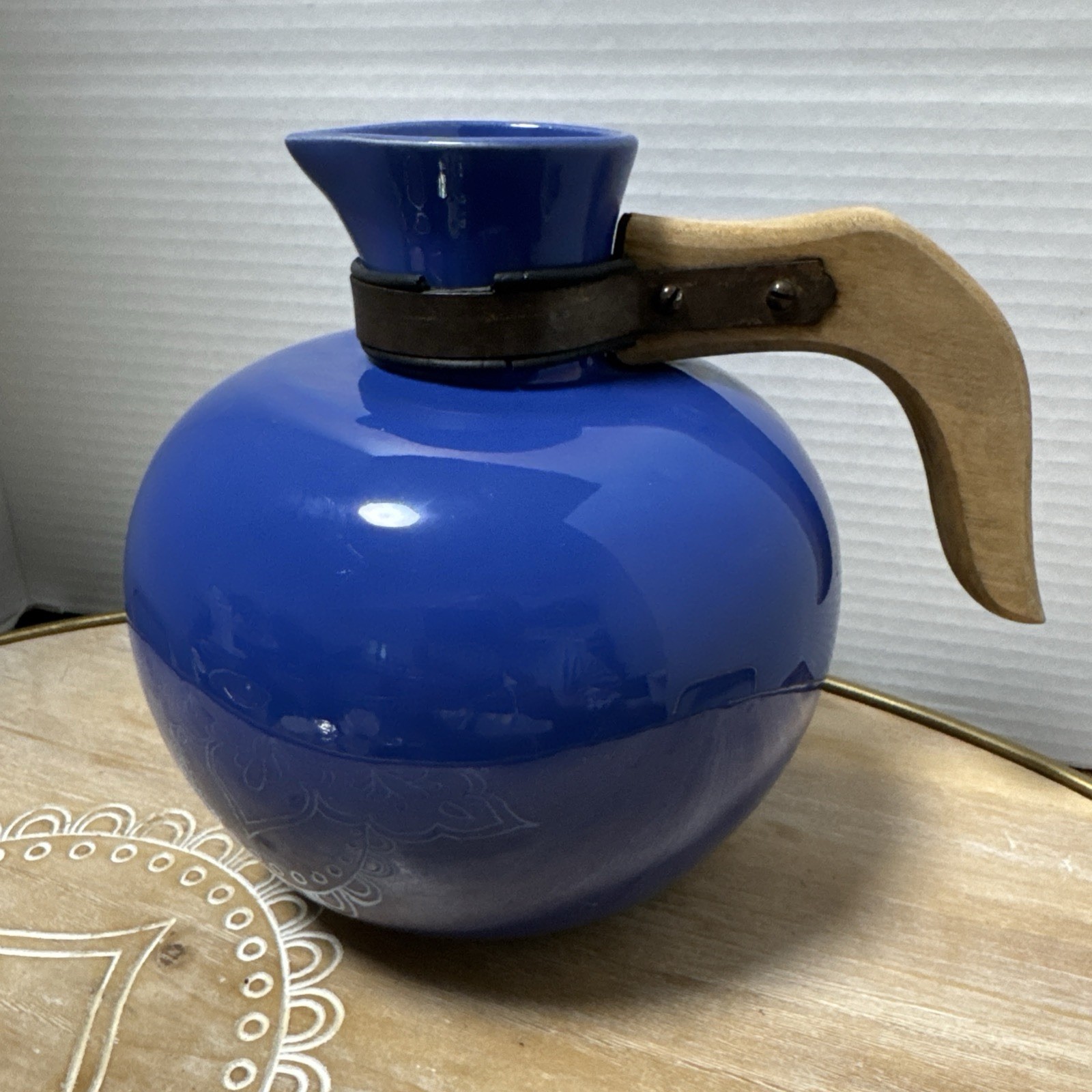 Vintage 1930s Hollydale Pottery California Cobalt Glaze Coffee Carafe Jug