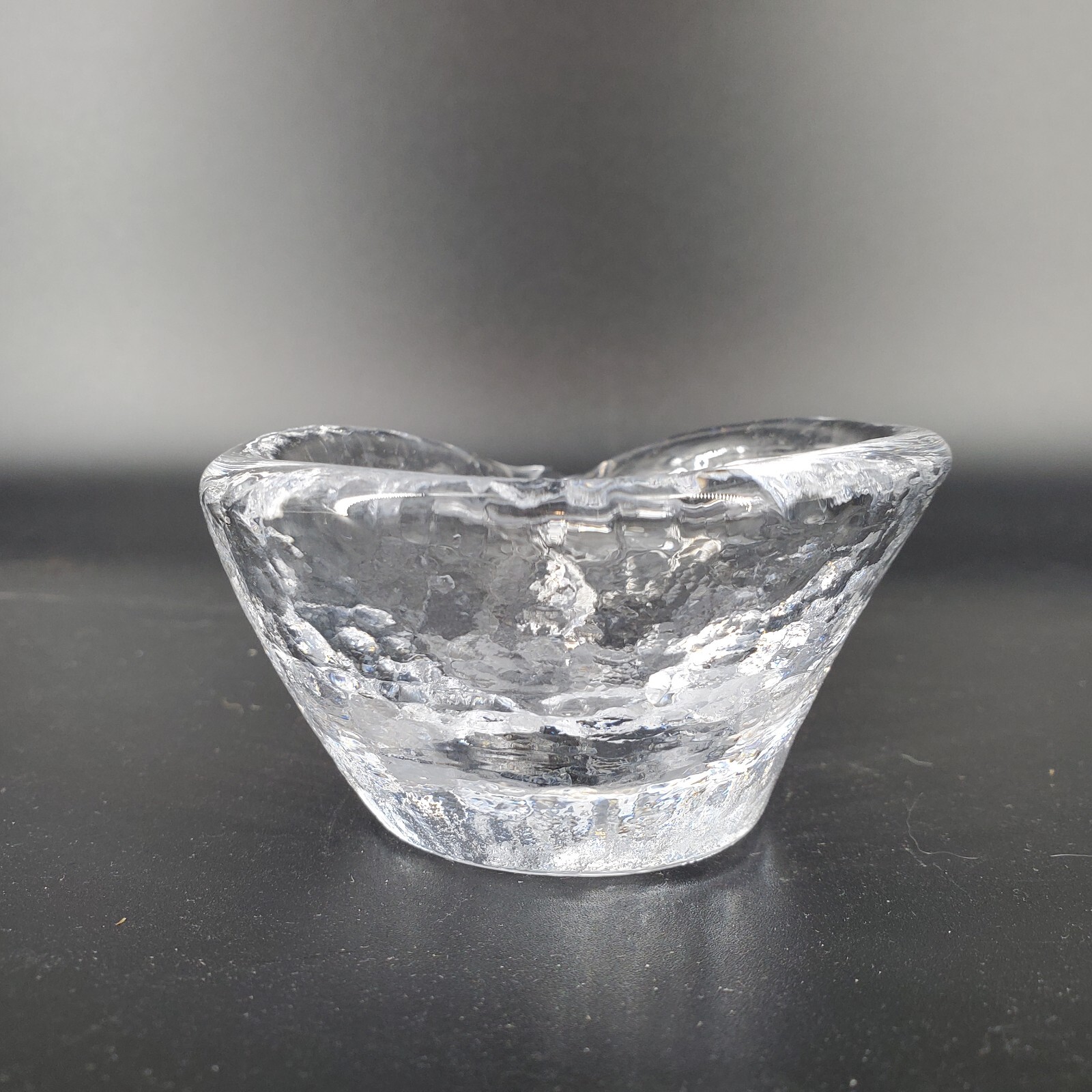Simon Pearce Teardrop Paisley Glass Trinket Nut Candy Dish Asymmetrical Signed