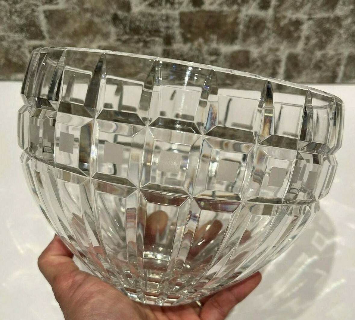Waterford Marquis Quadrata Glass Bowl Clear & Frosted Cut Crystal