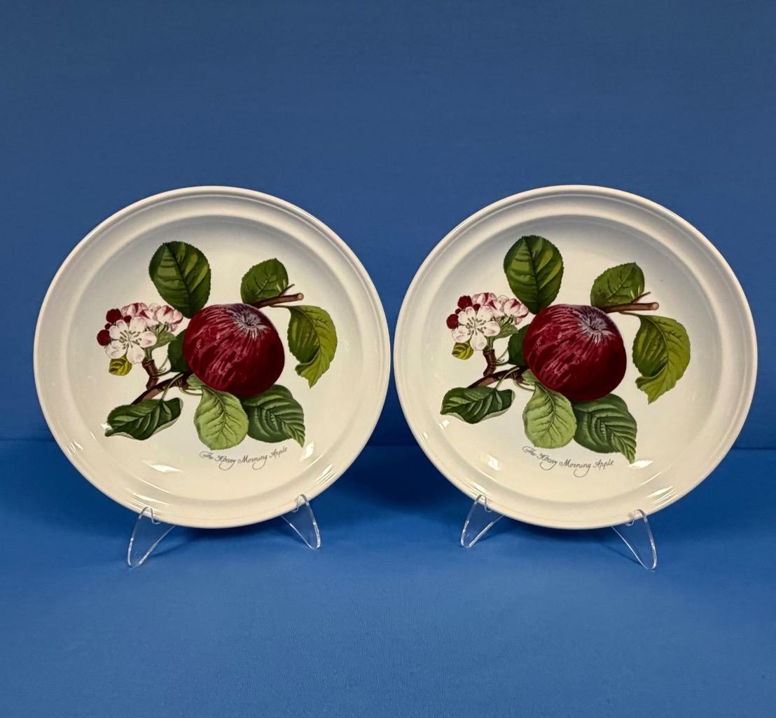 2 Portmeirion Pomona Goddess of Fruit The Hoary Morning Apple Dinner Plates EUC