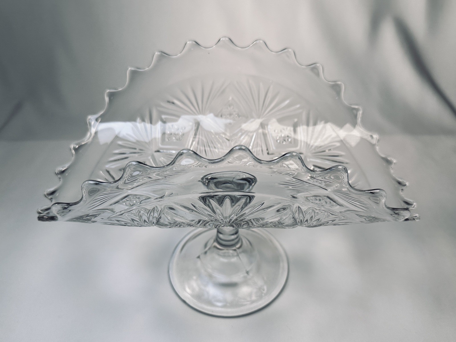 Bryce Glass Co. Footed Banana Stand. EAPG “Sheaf & Diamonds”