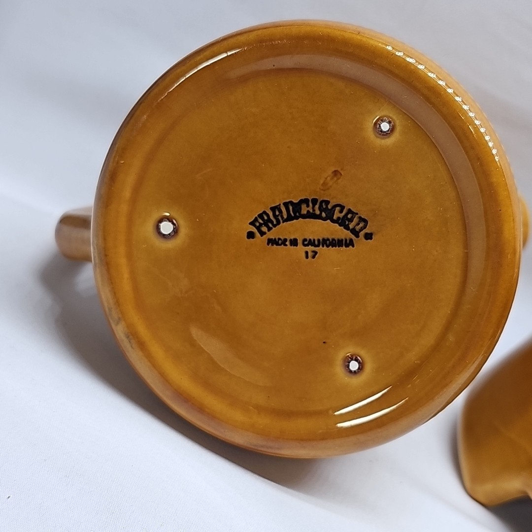 Franciscan BROWN WHEAT PATTERN Creamer and Sugar w/Lid & 2 Scoops CALIFORNIA