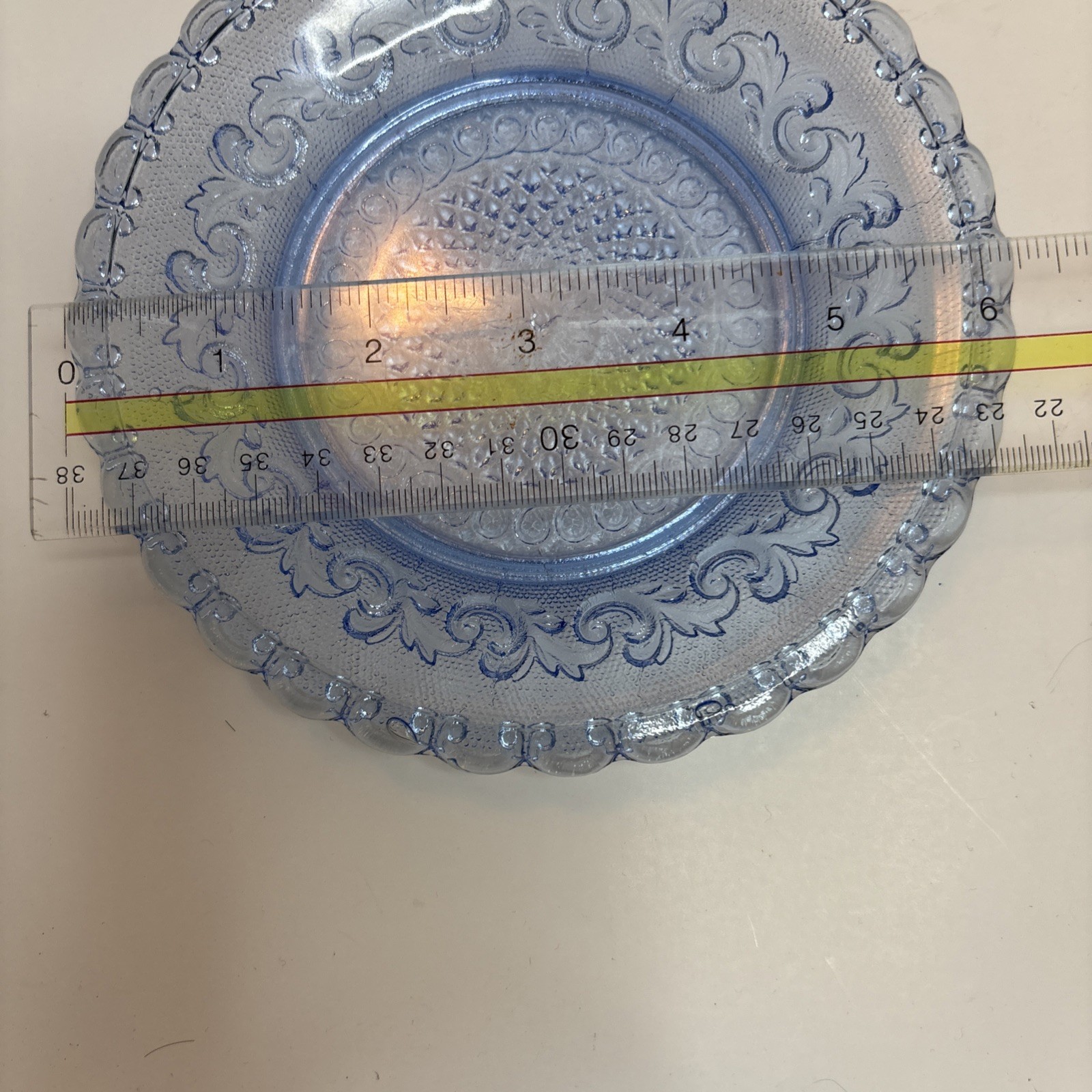 1 Ivima Portugal Scroll Pattern Blue Glass 6.25 in Plate EUC