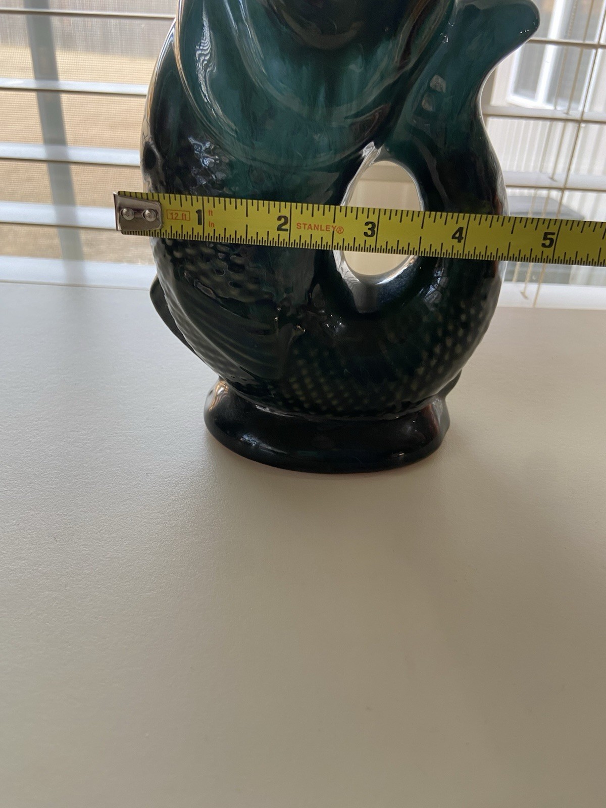 Teal Green Blue Fish Pot Pitcher Gurgle 8in Pottery by Rainbow Ceramics Canada