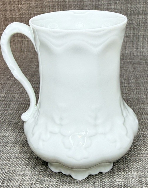 VTG Giraud Limoges France Cup & Saucer White Embossed Scalloped Fine Porcelain