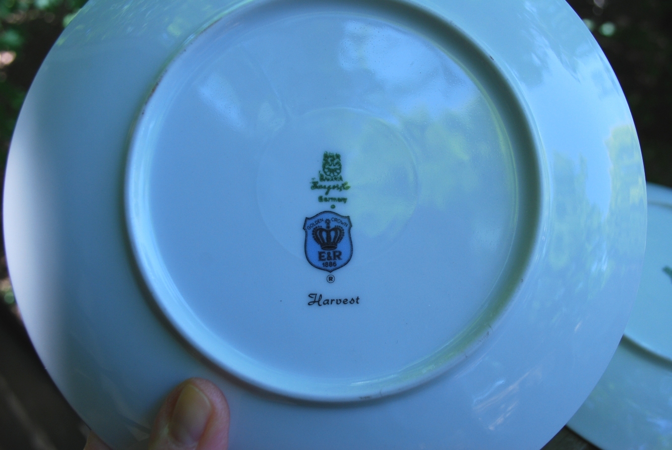 Vintage Set 2 DECORATIVE PLATES/ PEACH & APPLE Bavaria Jaeger Germany Porcelain