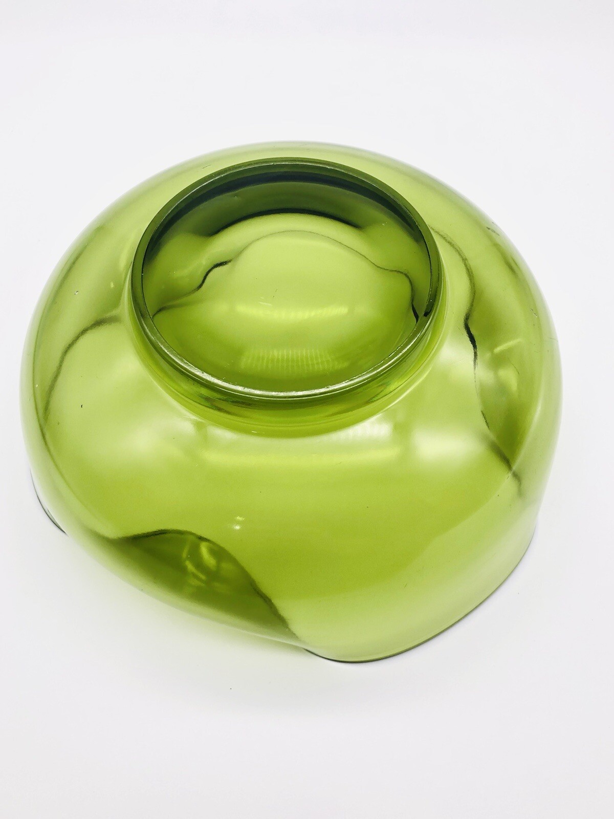 Vintage Green Glass Pinched Edge Sides Bowl Dish