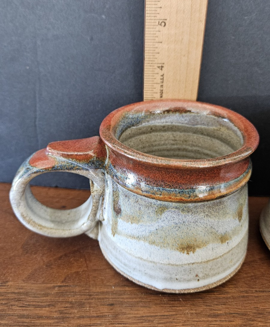 2 Studio Art Pottery Mugs Alice Sennett Signed Handcrafted Coffee Tea SLO 8 oz