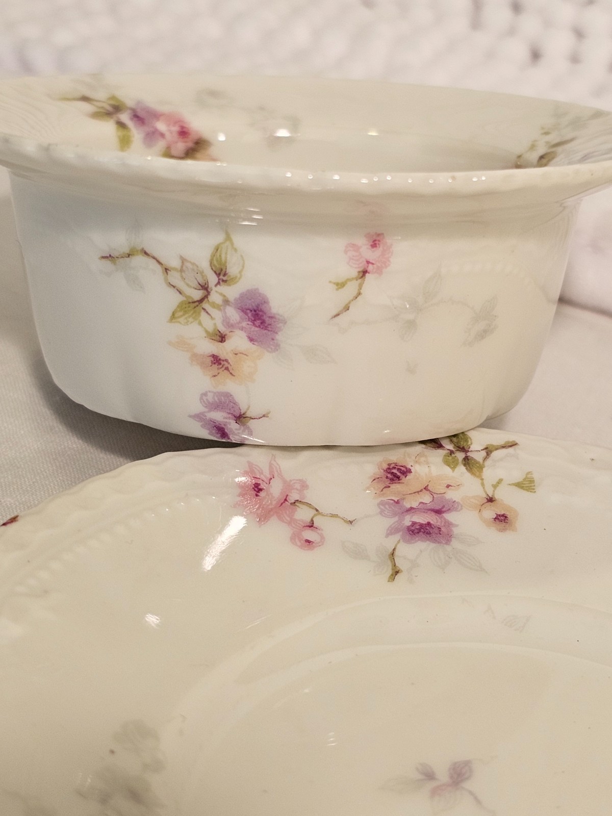 Ramekins, vintage china, set of three (3), Haviland sampler trio