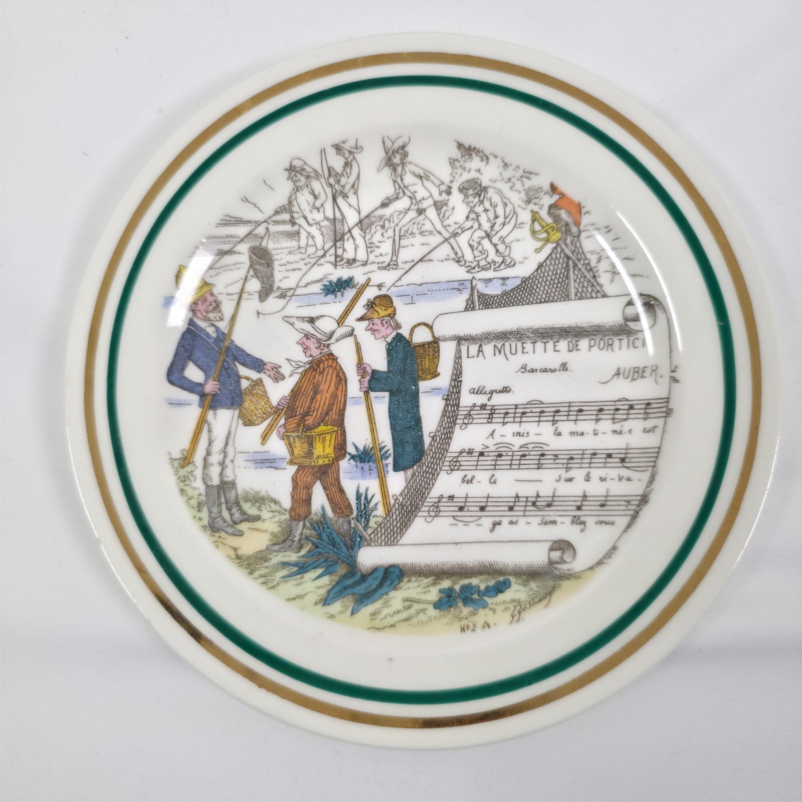 Set of 6 PV Parry Vieille French Opera Transferware Plates Hand Colored