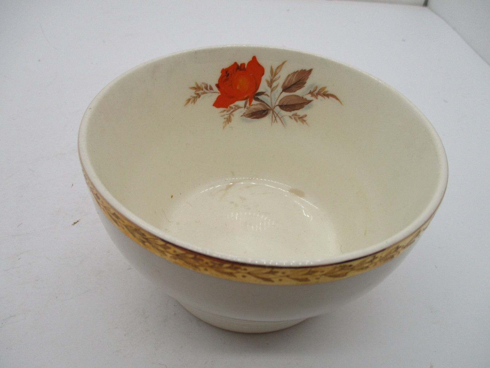 Triumph American Limoges-Vermillion Rose Small Bowl Sebring Ohio 22k