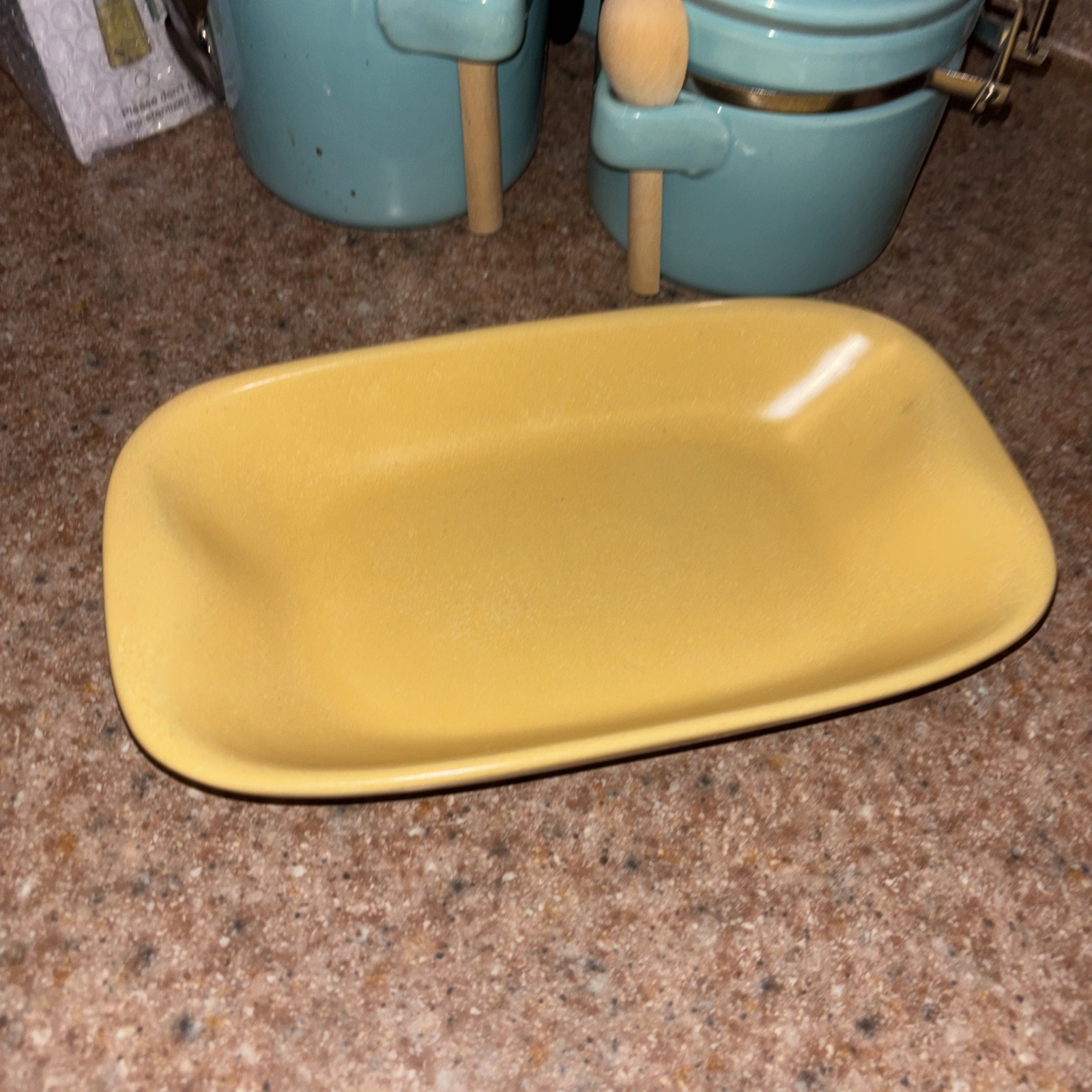 Vintage Mid- Century Modern La Solana Pottery Yellow Relish/ Serving Tray 1940’s