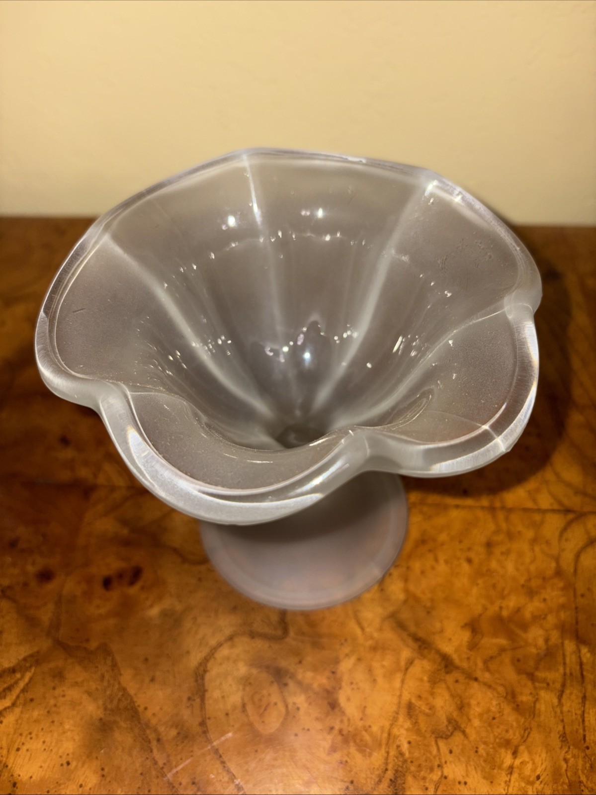 Kig Indonesia Vintage Frosted Satin Sundae Pedestal Glass 5″ Tall
