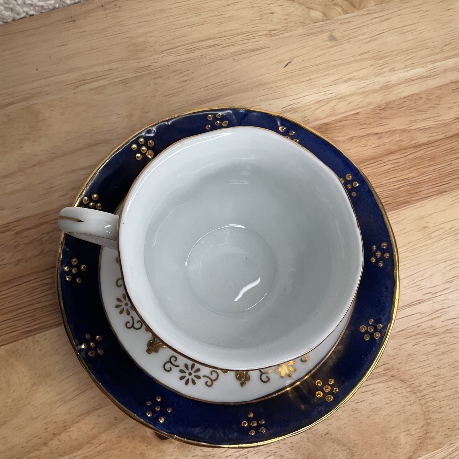 Vtg Limoges China Imperial Porcelain CobaltBlue Cup Saucer Replacement Rare Find