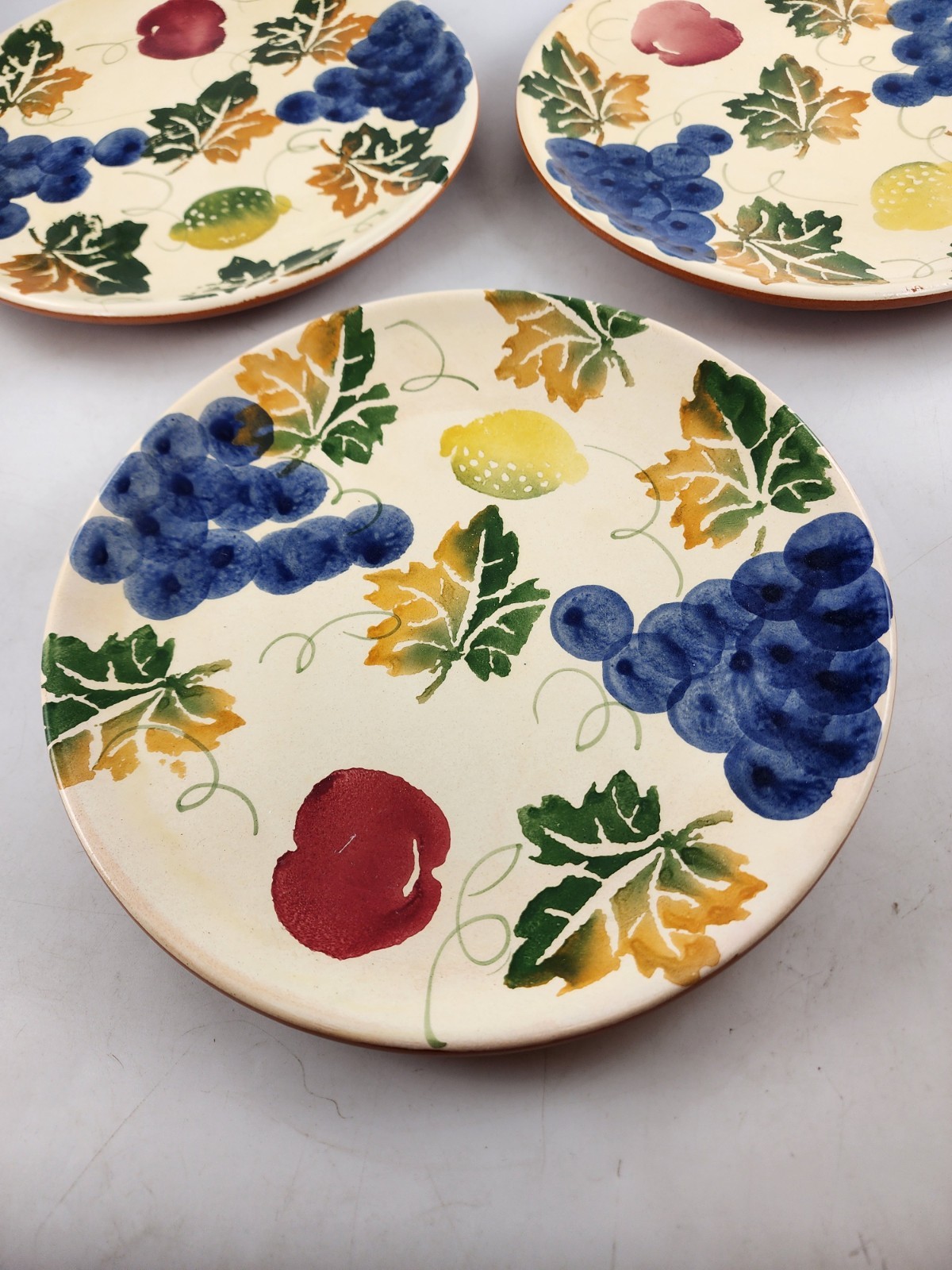 Ceramiche Alfa Dinner Plates – Made in Italy Fruit and Leaves 10″ Qty 3