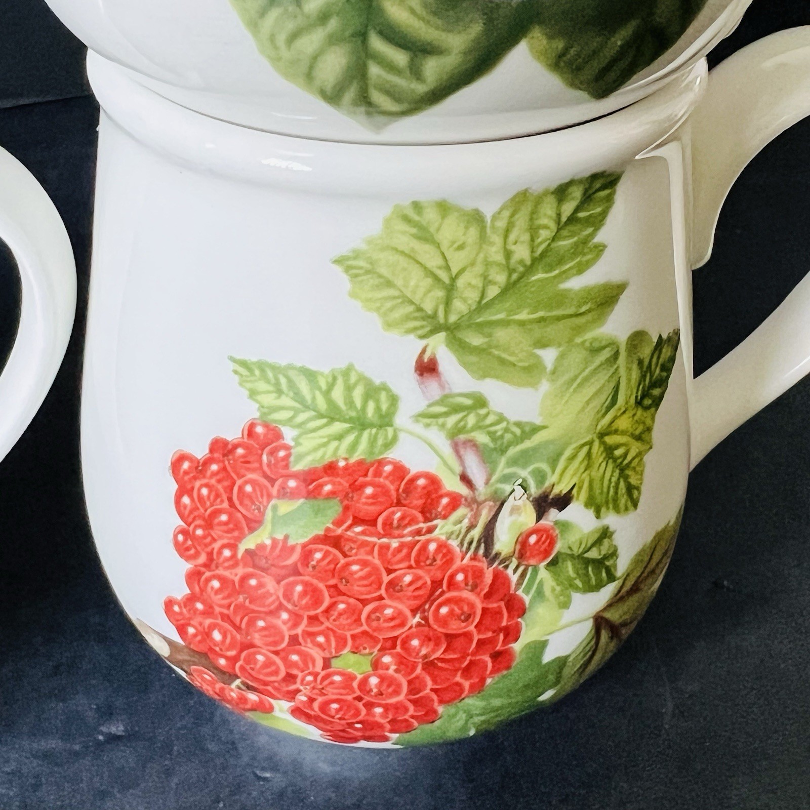 VTG Portmeirion Pomona Set Of 6 Small Fruit Cups Mugs Porcelain Made in England