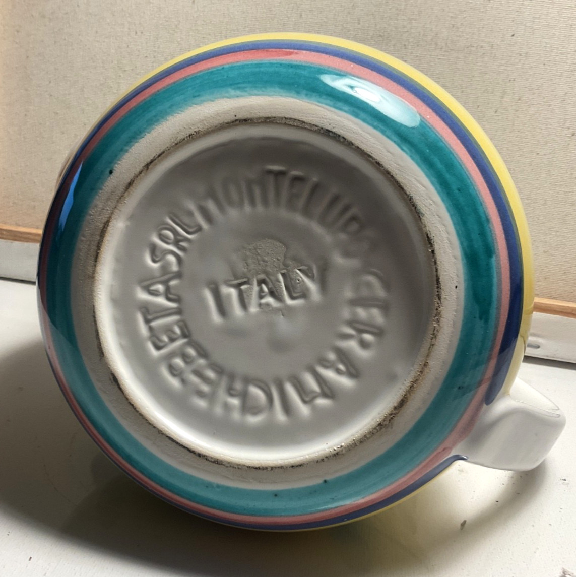Vintage Ceramiche Beta SRL Tea pot Hand Painted Italy 5”x6” Authentic