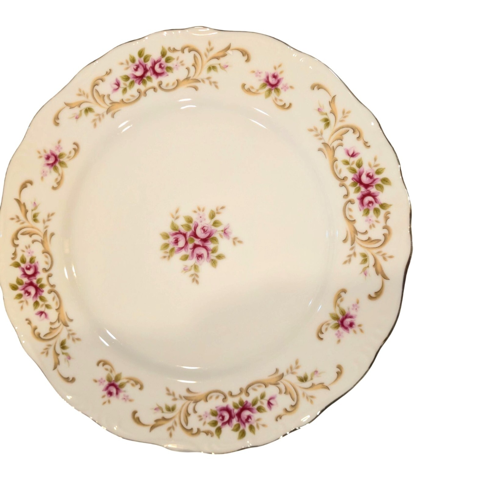 Style House Rose Baroque Dinner Plates Vintage Floral Porcelain Set 4 Pink Roses