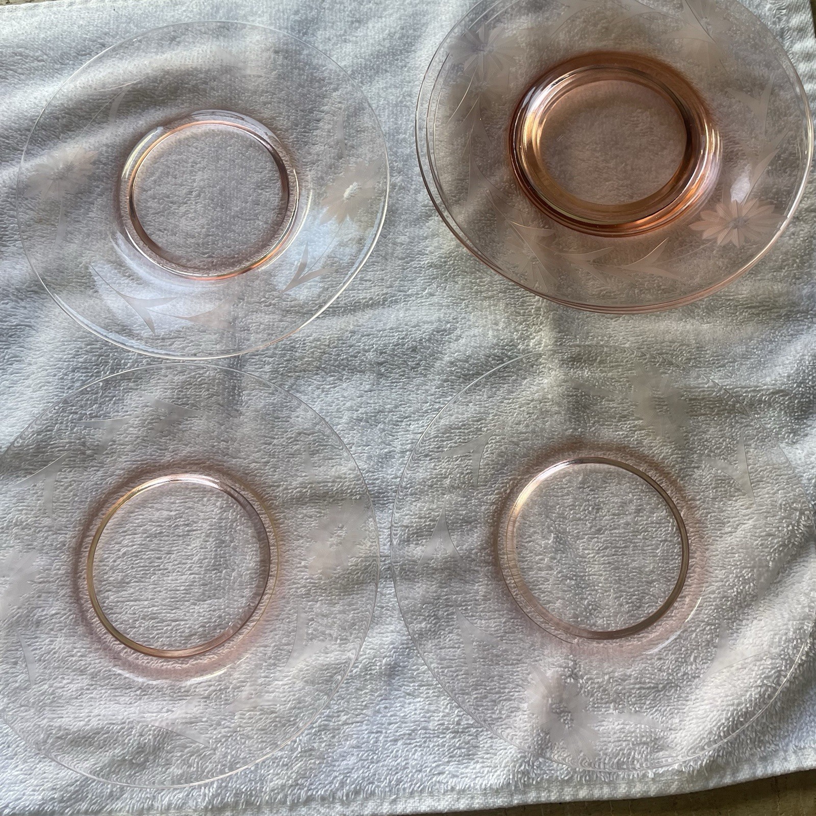 Vintage Pink Depression Glass Plates Set Of 6 6.5in