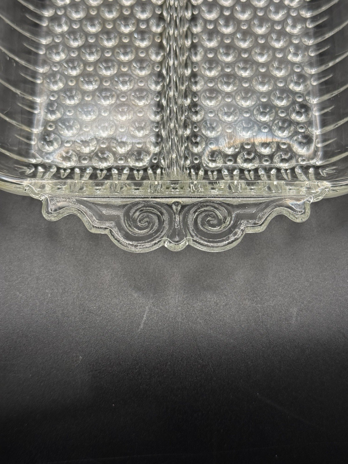 Vintage Anchor Hocking Hobnail Divided 2-Part Relish Dish Serving Tray 10″ NICE!