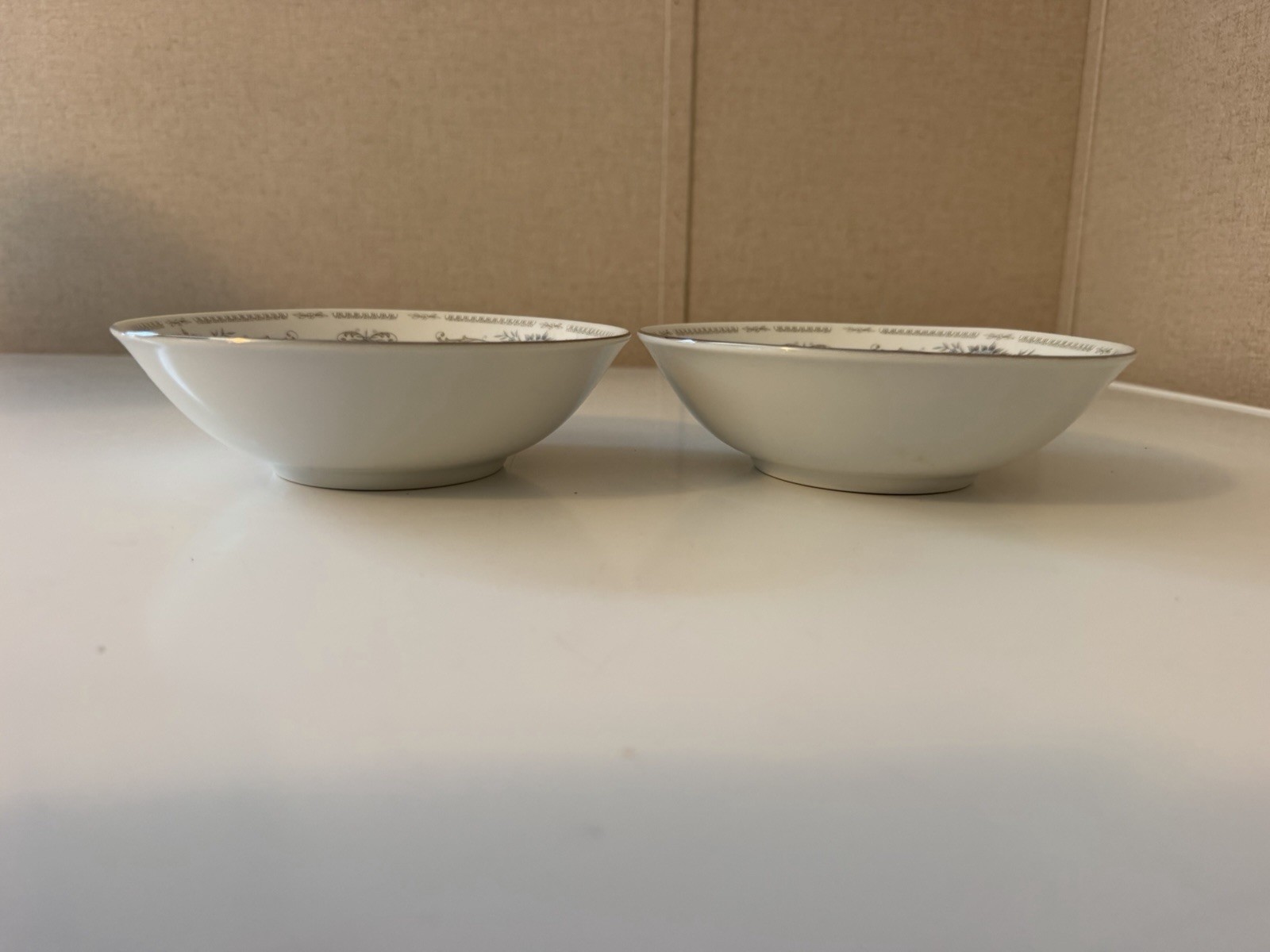 Fine Porcelain China Diane Bowl White Blue Floral Platinum Trim Japan Set of 6
