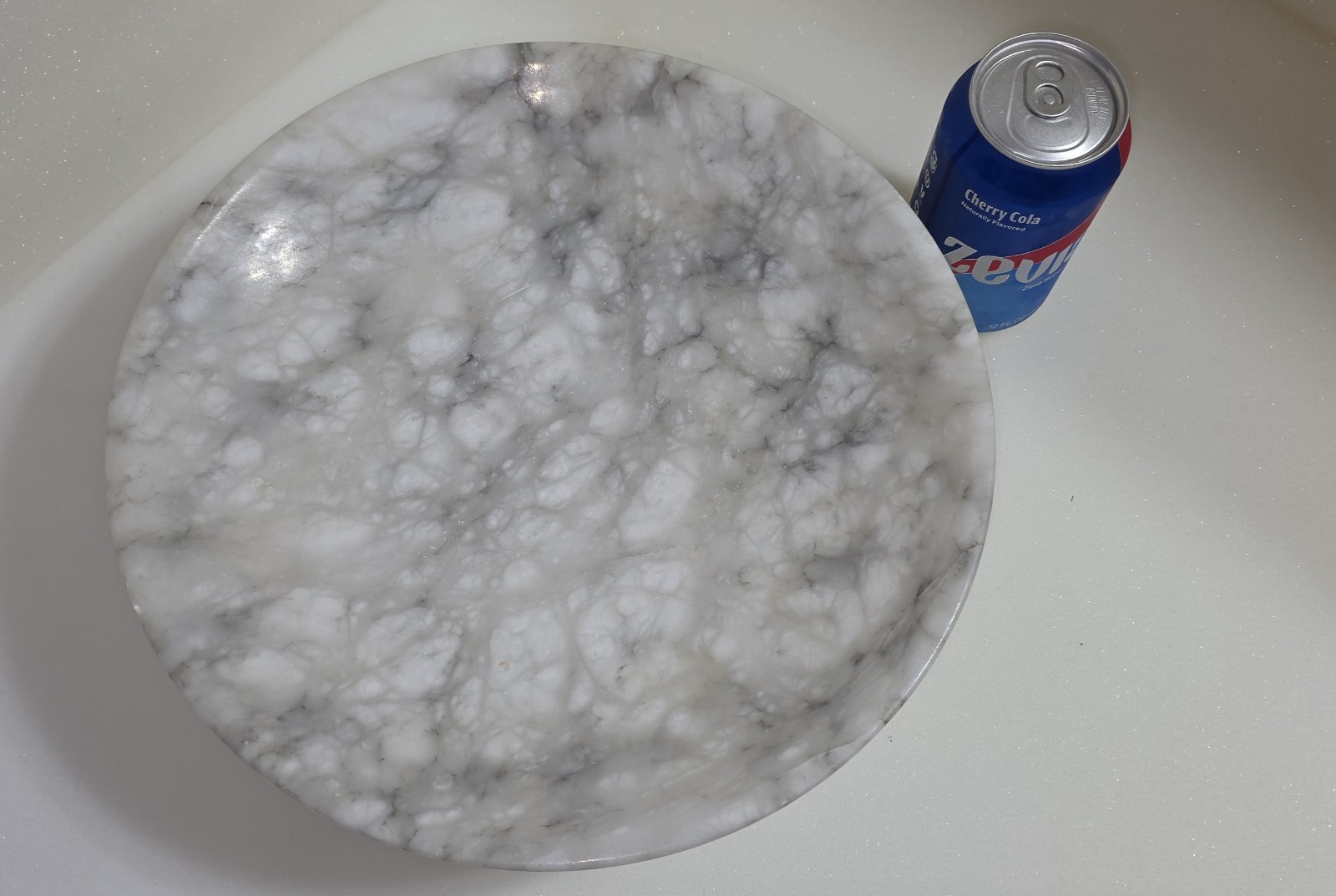 Vintage 12″Diameter ALABASTER MARBLE Compote Centerpiece Bowl ITALY