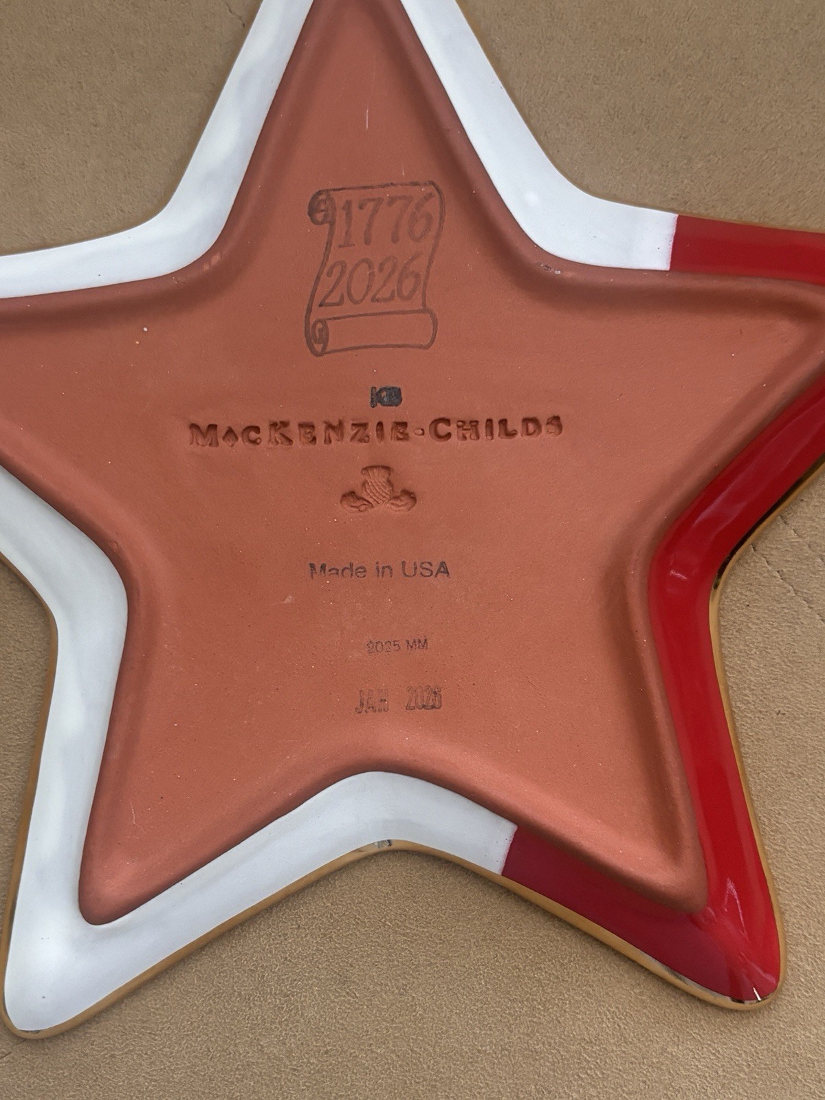 MacKenzie-Childs Hand-Painted Ceramic Star Platter / Dish Semiquincentennial 9.5