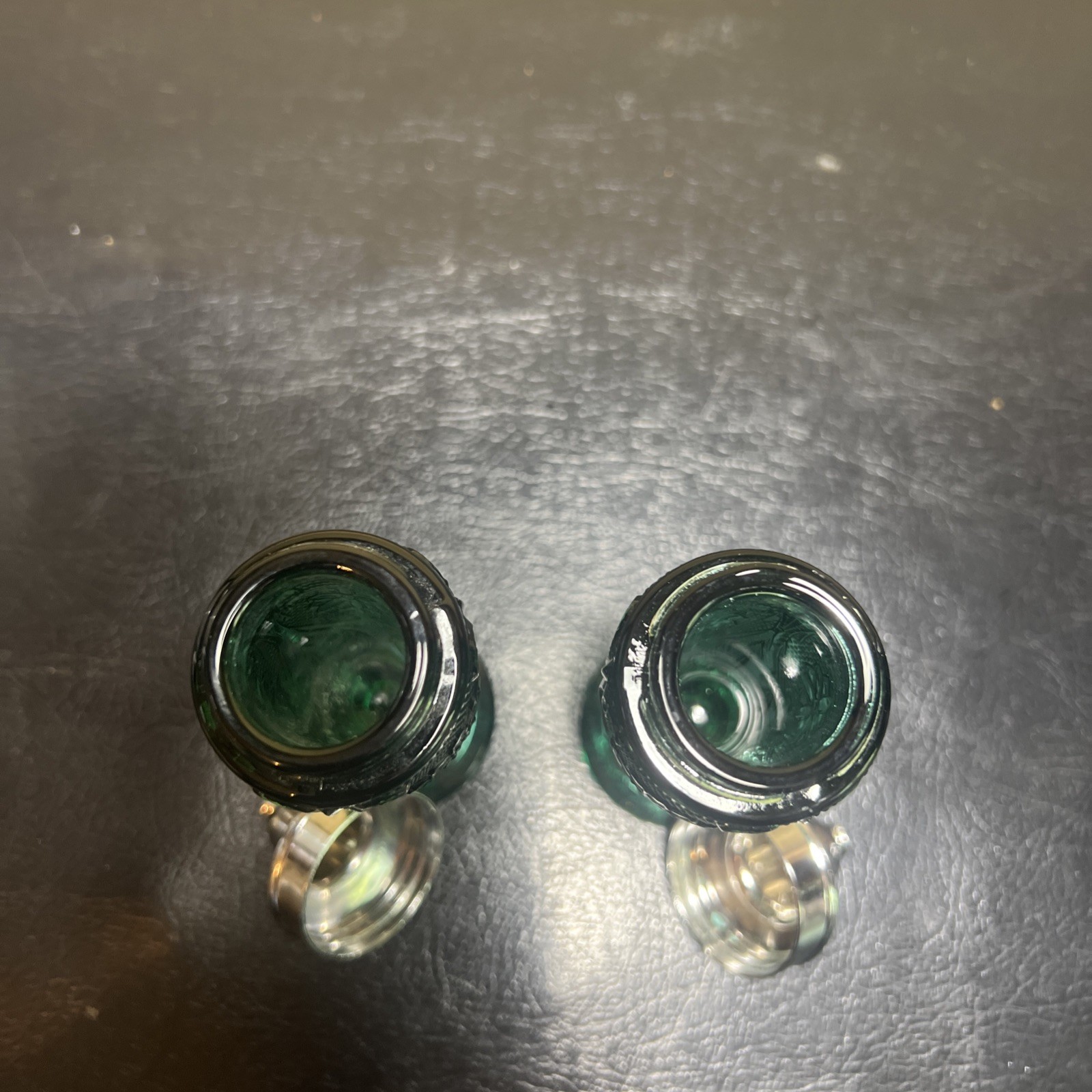 Indiana Glass Tiara Sandwich Pattern Spruce Green Vtg Salt Pepper Shaker Set