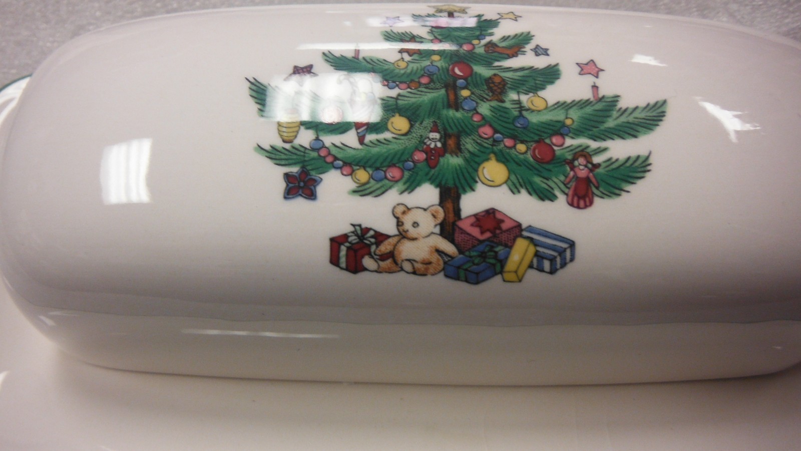 Nikko HAPPY HOLIDAYS Covered Butter Dish Japan Christmas Tree