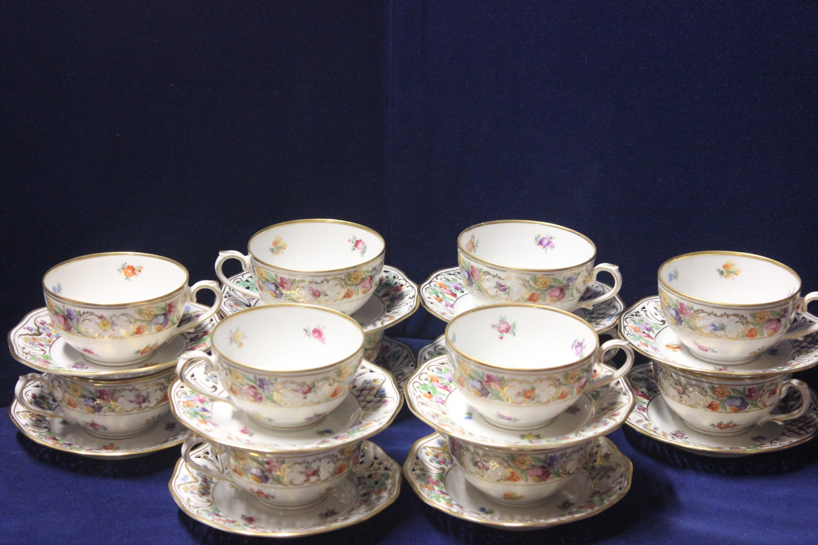 Schumann Bavaria Dresden Empress Chateau Flat Teacup & Saucer Set, 12 Sets Avail