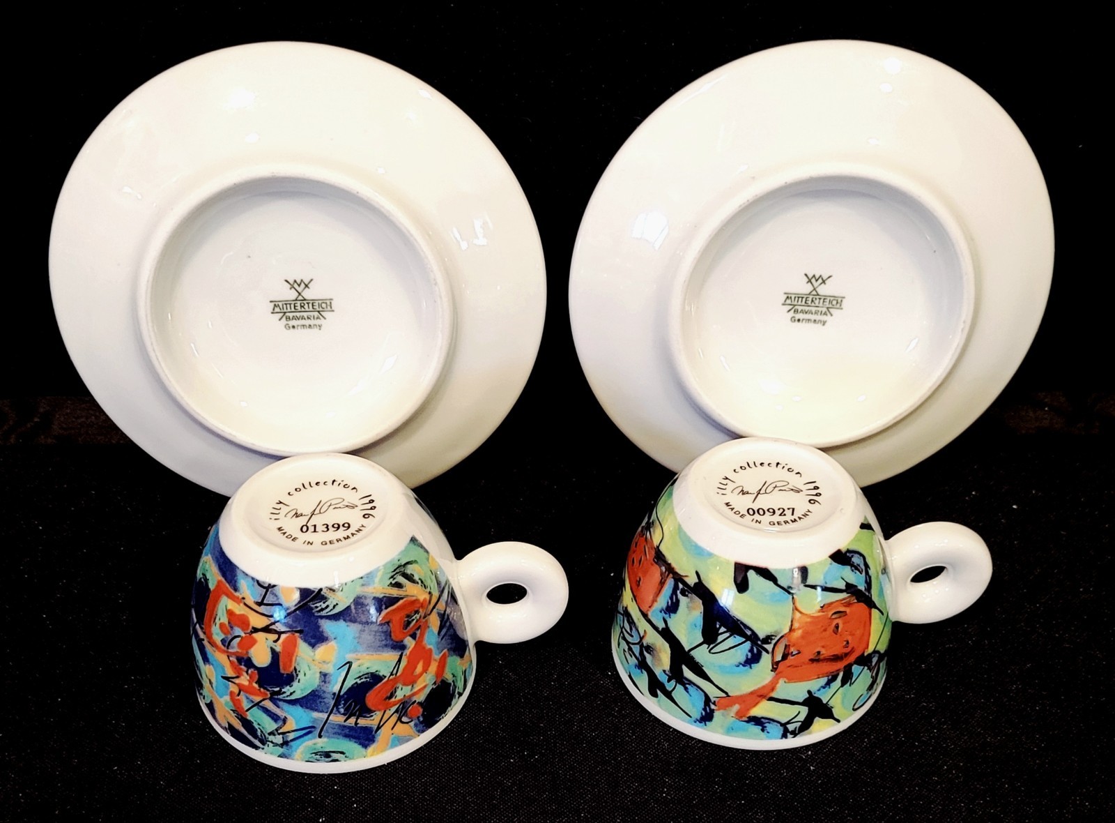 MITTERTEICH ILLY COLLECTION SET OF 6 ESPRESSO CUPS AND SAUCERS 1996 VINTAGE