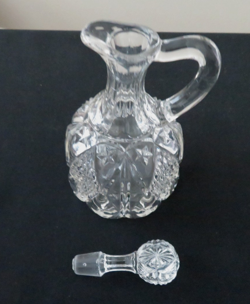 Antique EAPG Dunkirk Diamond Cruet Ohio Flint Glass Co. Exc Condition ca 1896