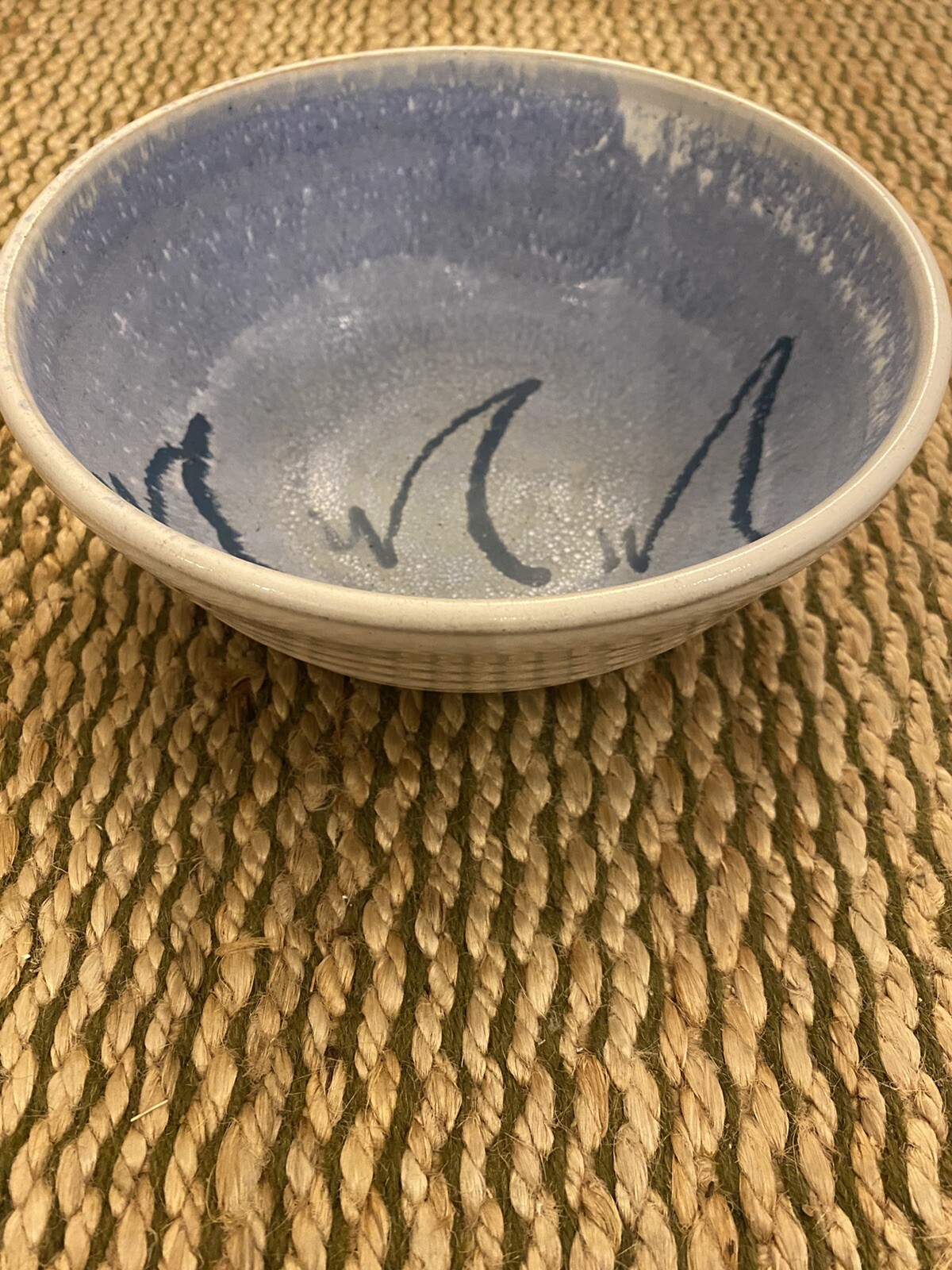 Vintage Brenner Tolliver Art Pottery Blue And White Bowl