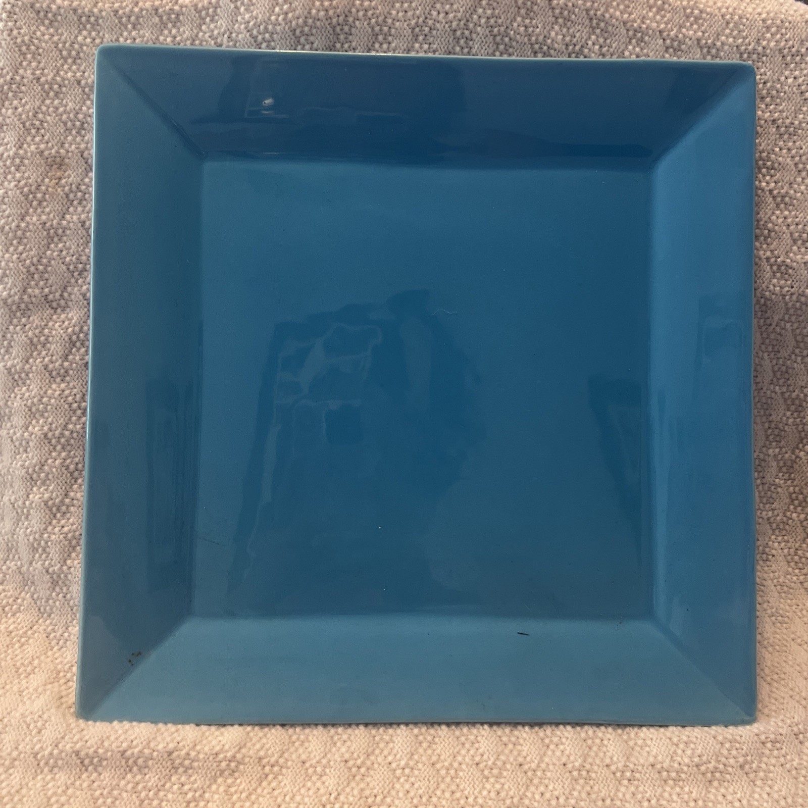 Square Blue Ceramic Plate Elegant Dining Serveware
