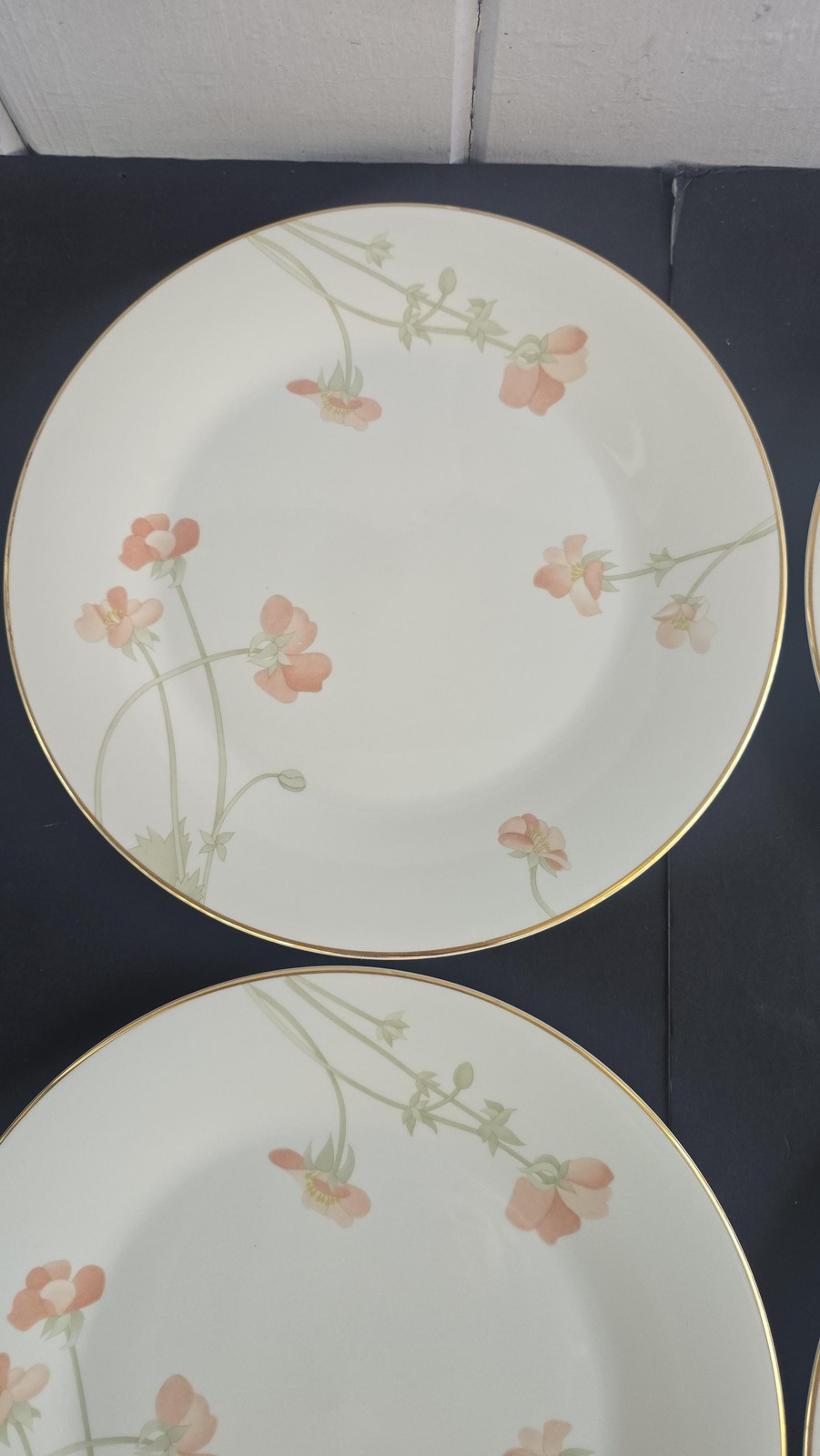 Vintage Royal Doulton Vogue Harmony Dinner Plates Set Of 4 Gold Trim England