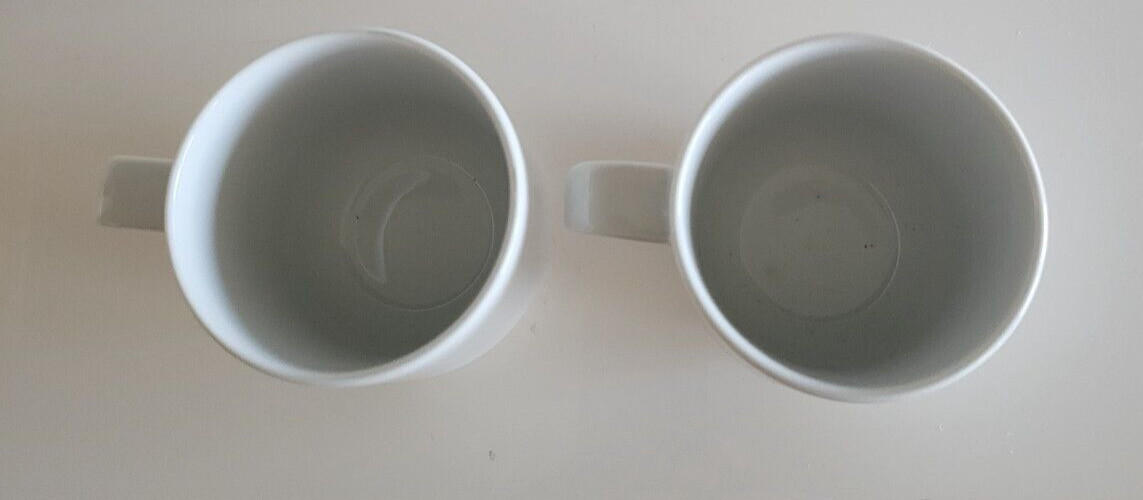 2 BAUSCHER GERMANY WHITE PORCELAIN COFFEE CUPS 3.5 INCHES DIAMETER 3 INCHES 6 OZ