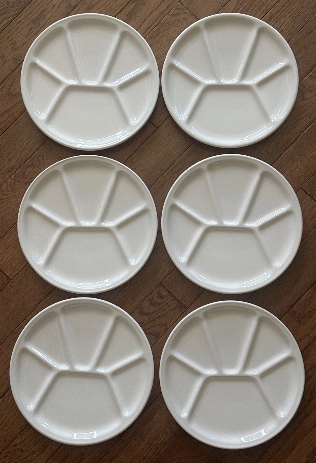 6 Williams Sonoma VARAGES White Fondue Sushi Dish Divided Plates SET France NEW