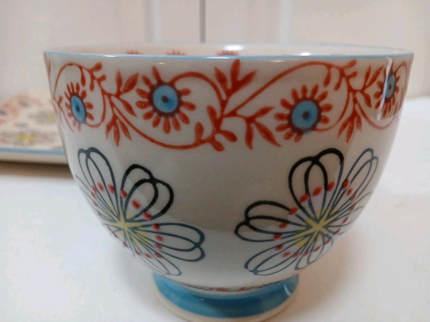 New Yokohama Studio Mug Plate/Saucer Hand Painted Lt Blue Yellow Raised Design