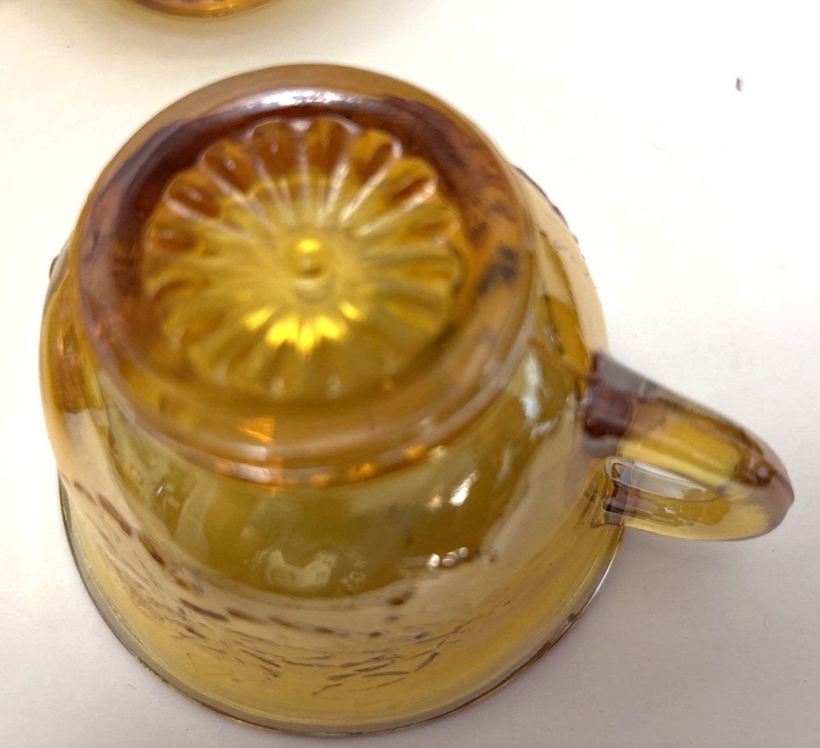 12 Indiana Carnival Glass Iridescent Gold Harvest Punch Bowl Cups w/ Hooks 6 oz