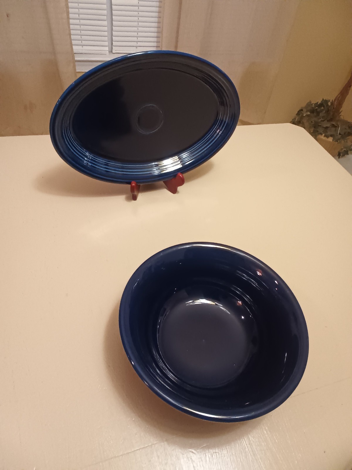 Fiesta Retired Cobalt Blue Lg Salad Bowl, Lg Platter,7 Cups, 6 Salad/Soup Bowls